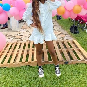 Short white peplum dress